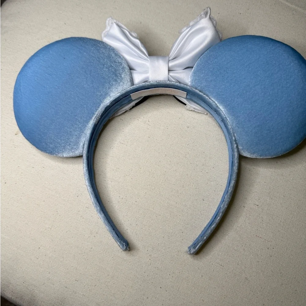 Alice and Wonderland Blue Mouse Ears Headband with Black Bow
